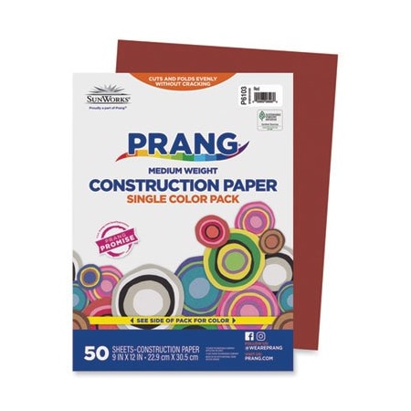 Pacon SunWorks, CONSTRUCTION PAPER, 58LB, 9 X 12, RED, 50PK 6103